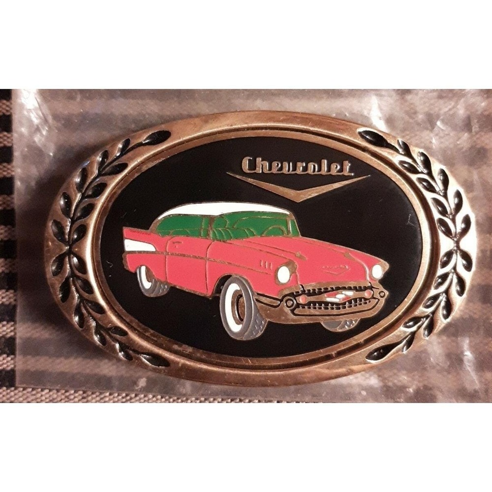 Vintage Heritage Buckles SOLID Brass Chevrolet Car Belt Buckle - RARE